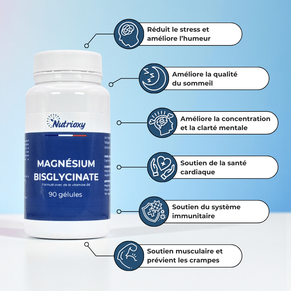 Pilulier Magnésium Bisglycinate Nutrioxy et la liste de ses bienfaits