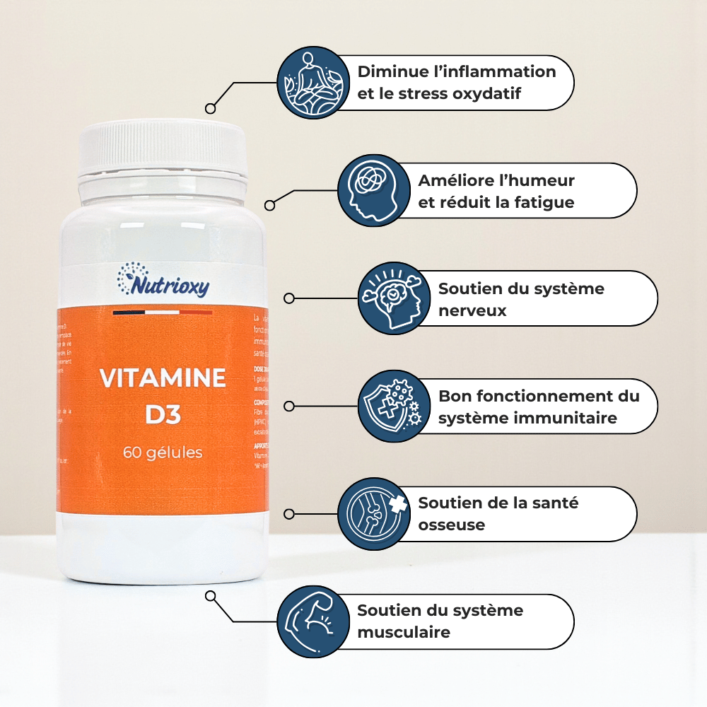 Pilulier Vitamine D3 Nutrioxy et la liste de ses bienfaits