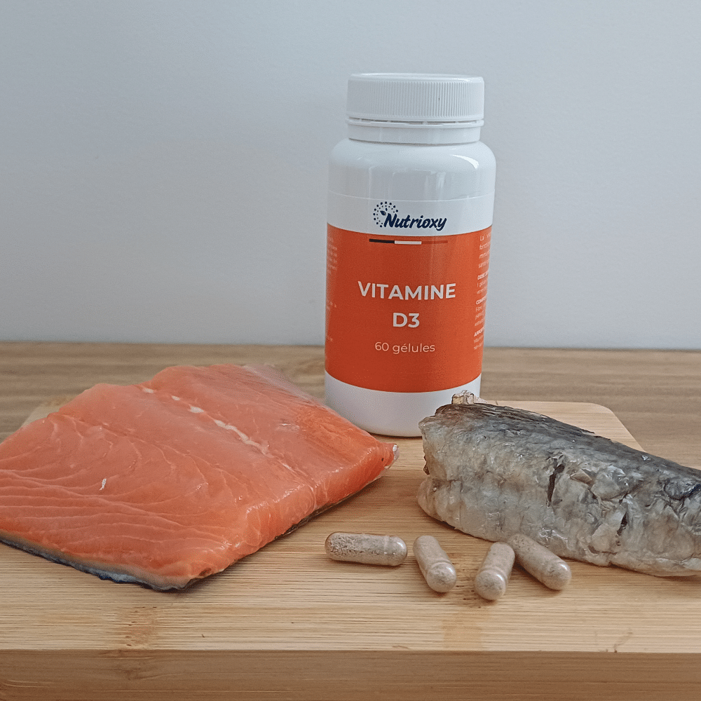 Image produit de la Vitamine D3 Nutrioxy et aliments riches en Vitamine D