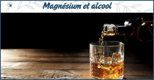 Bannière alcool et magnésium, la consommation d'alcool épuise les réserves de magnésium
