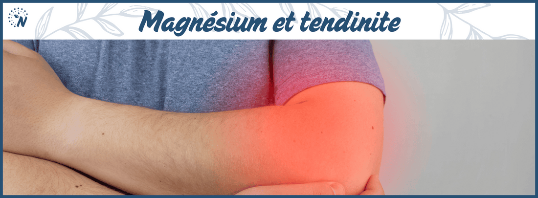 Un homme souffrant d'une tendinite au coude (épicondylite), banniere du blog magnésium et tendinite