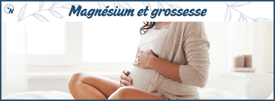 Une femme enceinte se tenant le ventre, bannière du blog sur l'importance du magnésium pendant la grossesse