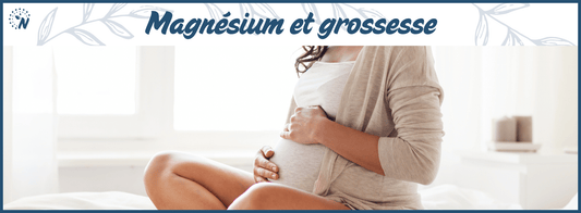 Une femme enceinte se tenant le ventre, bannière du blog sur l'importance du magnésium pendant la grossesse
