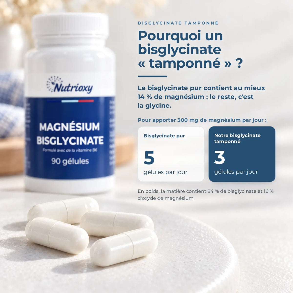 Pourquoi un bisglycinate tamponné, comparaison du nombre de gélules